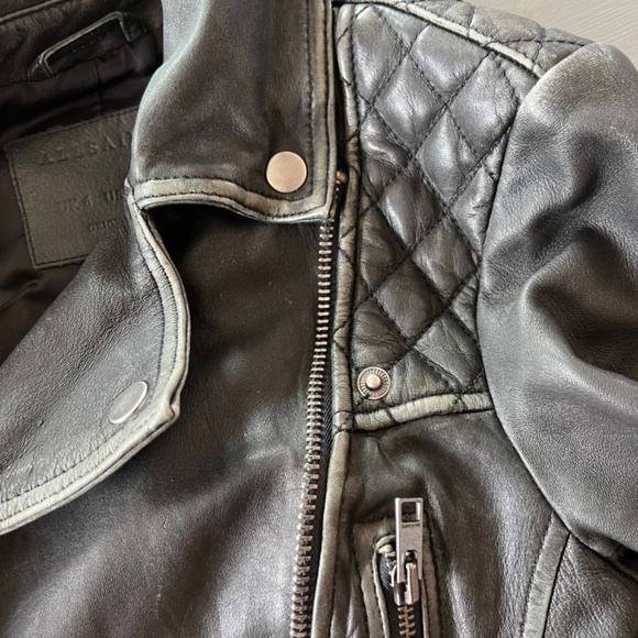 All Saints Leather Cargo Biker Jacket US 2 - Picture 10 of 16